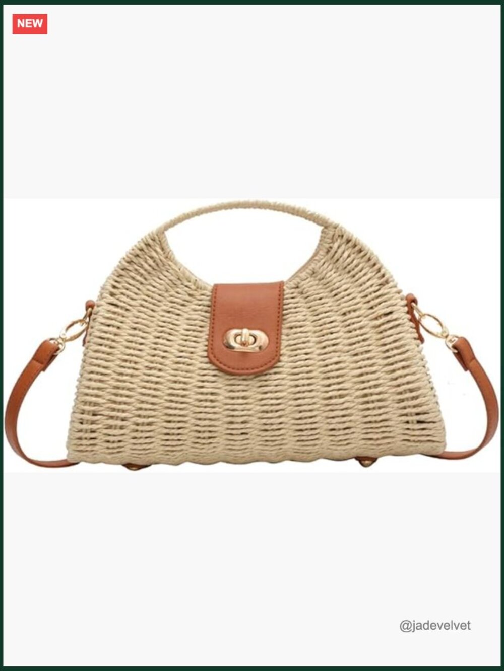 Straw Hand-woven Top-handle Crossbody Tote Bag for Summer Travel - Picture 1 of 3
